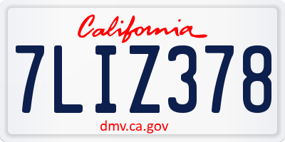 CA license plate 7LIZ378