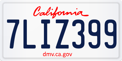 CA license plate 7LIZ399
