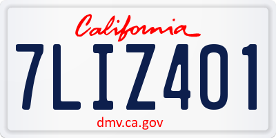CA license plate 7LIZ401