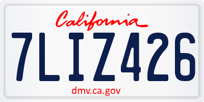 CA license plate 7LIZ426