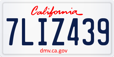 CA license plate 7LIZ439