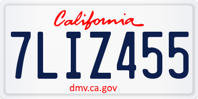 CA license plate 7LIZ455