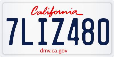 CA license plate 7LIZ480
