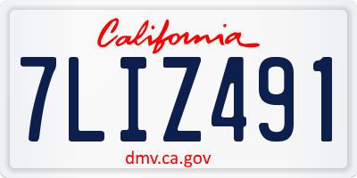 CA license plate 7LIZ491