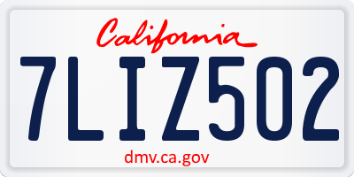 CA license plate 7LIZ502