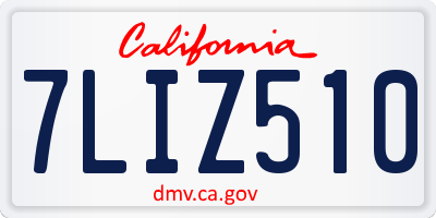 CA license plate 7LIZ510