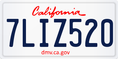 CA license plate 7LIZ520