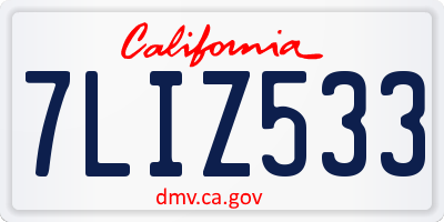 CA license plate 7LIZ533