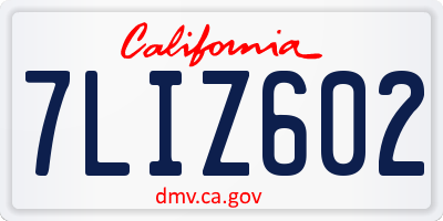 CA license plate 7LIZ602