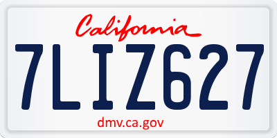 CA license plate 7LIZ627