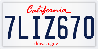 CA license plate 7LIZ670