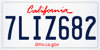 CA license plate 7LIZ682