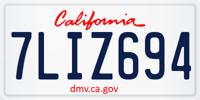 CA license plate 7LIZ694