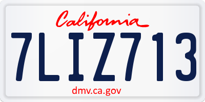 CA license plate 7LIZ713