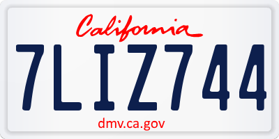 CA license plate 7LIZ744