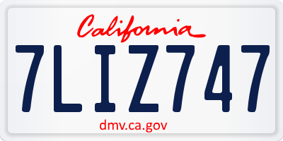 CA license plate 7LIZ747