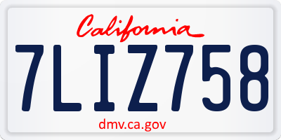 CA license plate 7LIZ758
