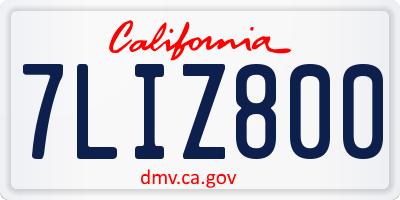 CA license plate 7LIZ800