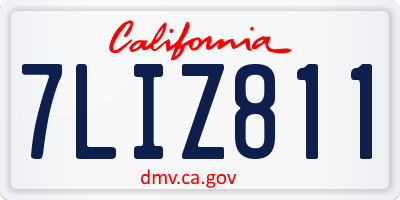 CA license plate 7LIZ811