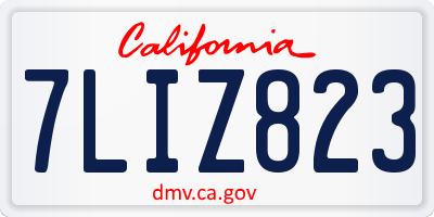 CA license plate 7LIZ823