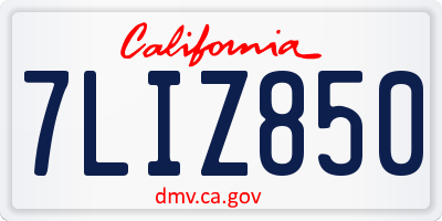 CA license plate 7LIZ850