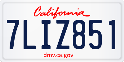 CA license plate 7LIZ851