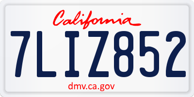 CA license plate 7LIZ852