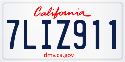 CA license plate 7LIZ911