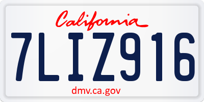 CA license plate 7LIZ916