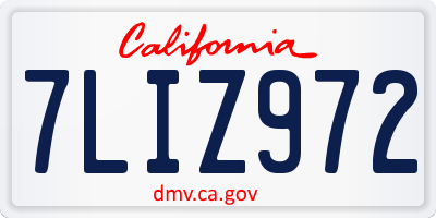 CA license plate 7LIZ972