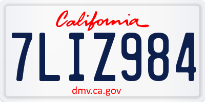 CA license plate 7LIZ984