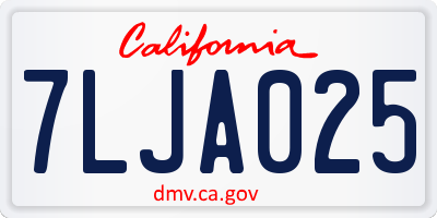 CA license plate 7LJA025