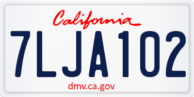 CA license plate 7LJA102