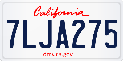 CA license plate 7LJA275