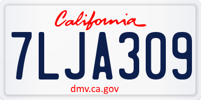 CA license plate 7LJA309