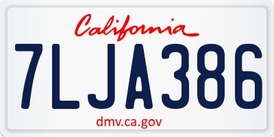 CA license plate 7LJA386