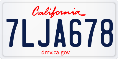 CA license plate 7LJA678