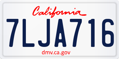 CA license plate 7LJA716