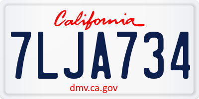 CA license plate 7LJA734