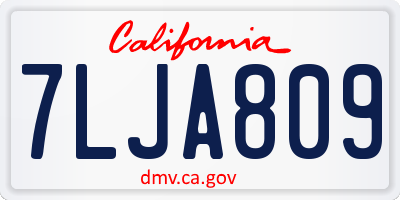 CA license plate 7LJA809