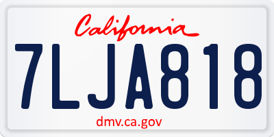 CA license plate 7LJA818
