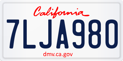 CA license plate 7LJA980
