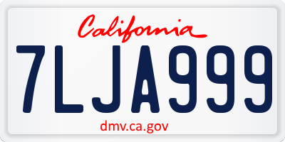 CA license plate 7LJA999