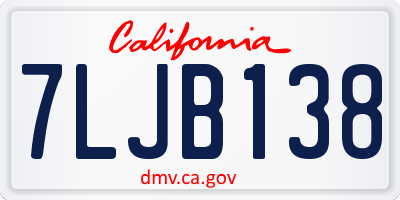 CA license plate 7LJB138