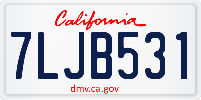 CA license plate 7LJB531