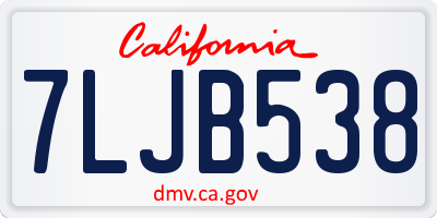 CA license plate 7LJB538