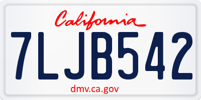 CA license plate 7LJB542