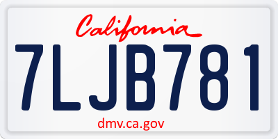 CA license plate 7LJB781