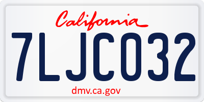 CA license plate 7LJC032