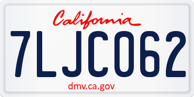 CA license plate 7LJC062